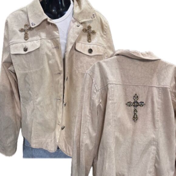 Cross Bedazzled Tan Jacket - Picture 4 of 9